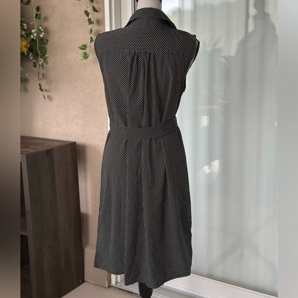 NWOT NY Collection Sleeveless Point Collar Self Belted Shirt Dress - Picture 4 of 10